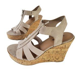 Torrid Strappy Wedge Heels Extra Wide Width Stretch Front Zip Platform Shoes